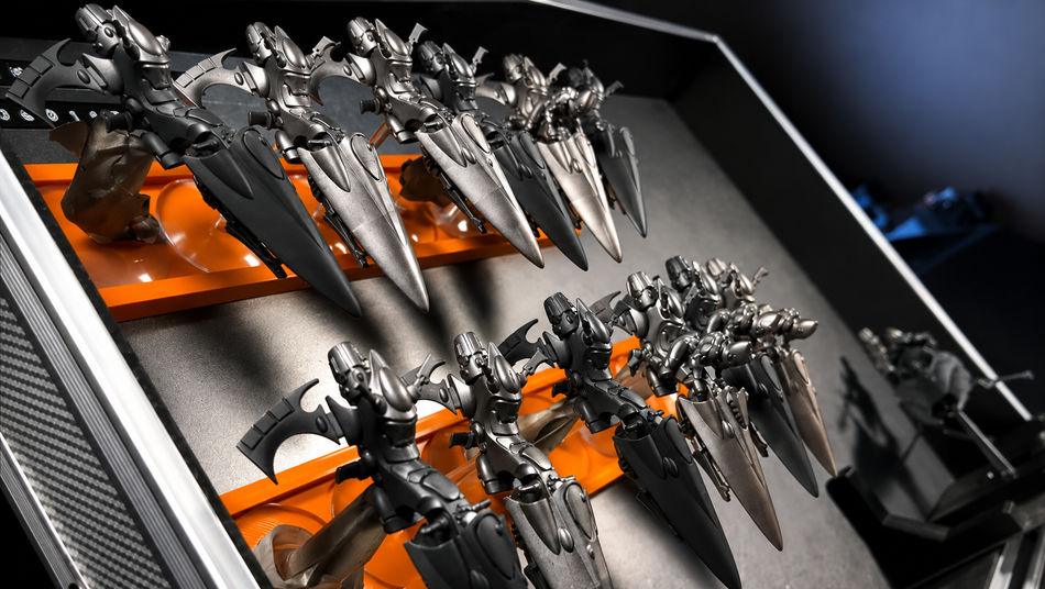 Valise de transport équipée de plateaux magnétiques à la place des blocs de mousse orange